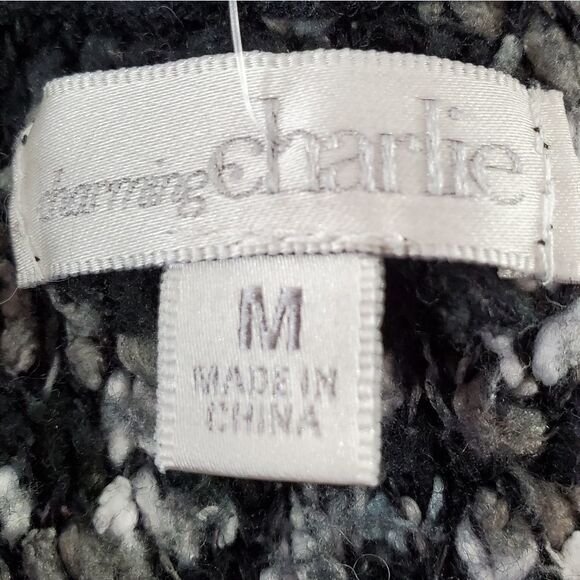 🔹️Charming Charlie Black & White Variegated Sweater Medium - Picture 7 of 9